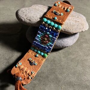 Beaded pattern cuff bracelet